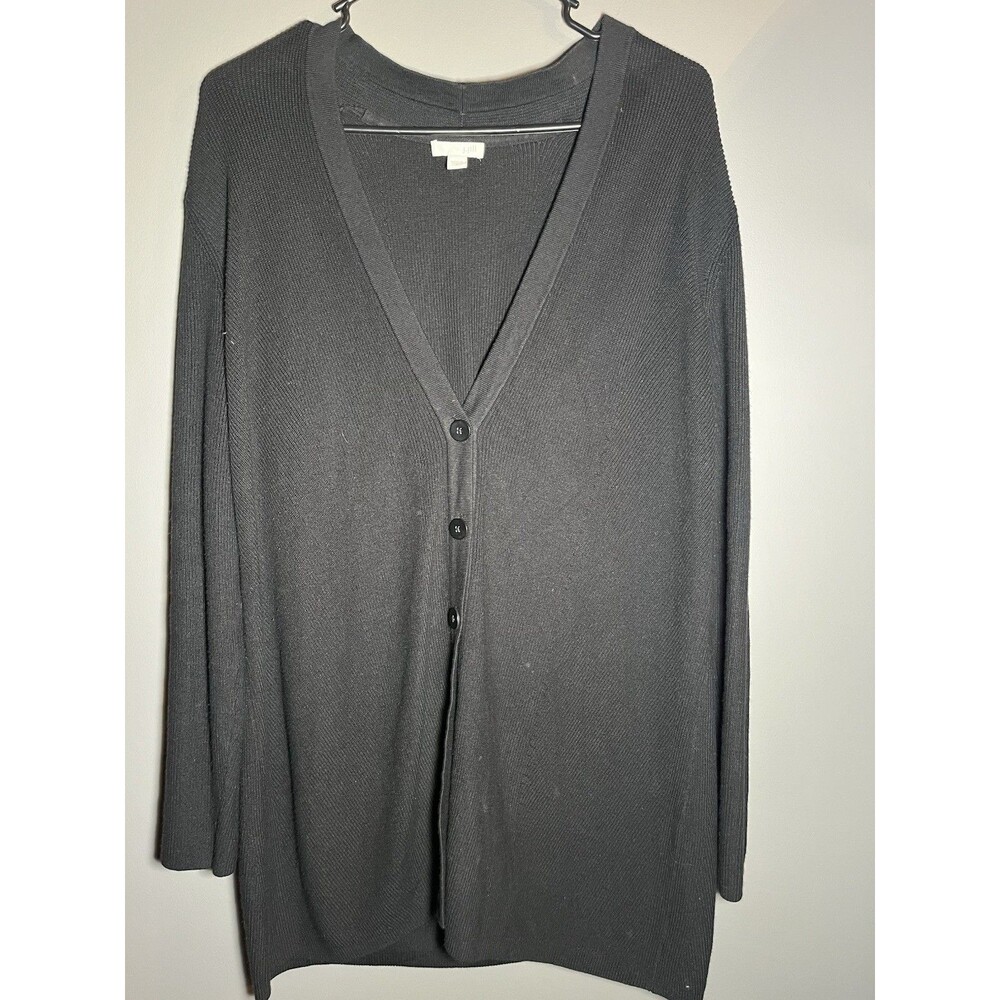 J. Jill Women's Cardigan Sweater Size‎ Medium Black Long Sleeve Button Closure